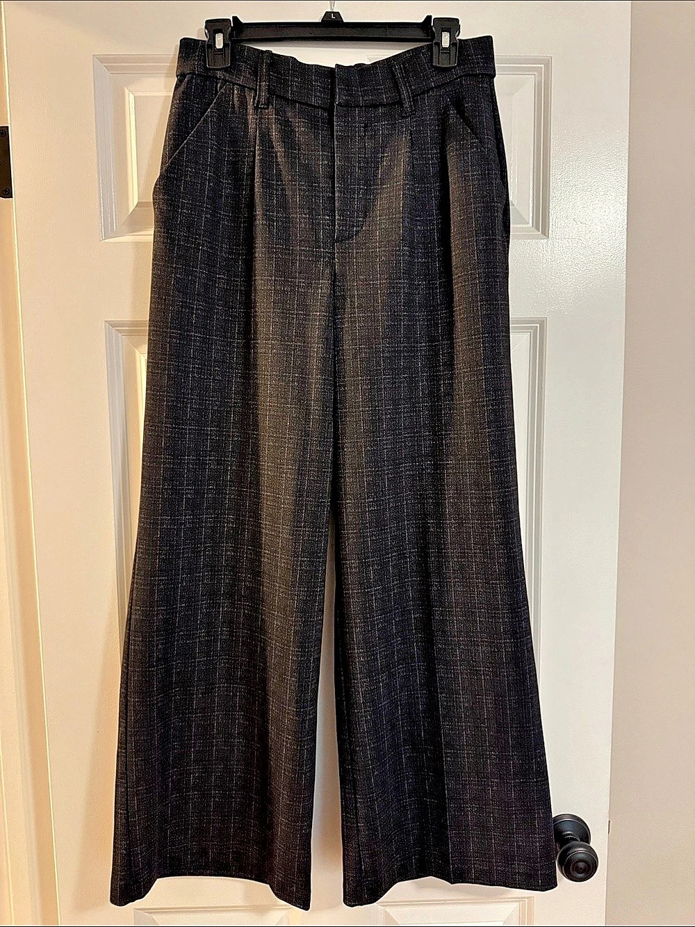 WIT&WISDOM Plaid Wide Leg Pants in Black Size 10